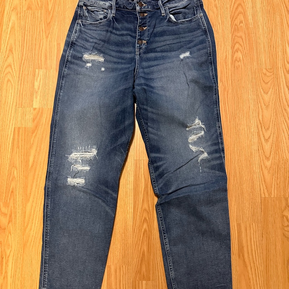 Hollister Ultra High Rise Distressed Dark Blue Jeans